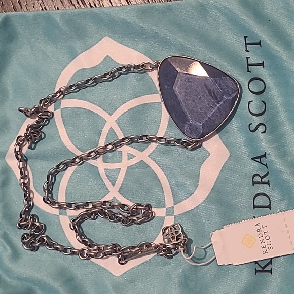 NWT Kendra Scott McKenna rhodium plated necklace lapis beautiful blue statement! - Picture 7 of 11
